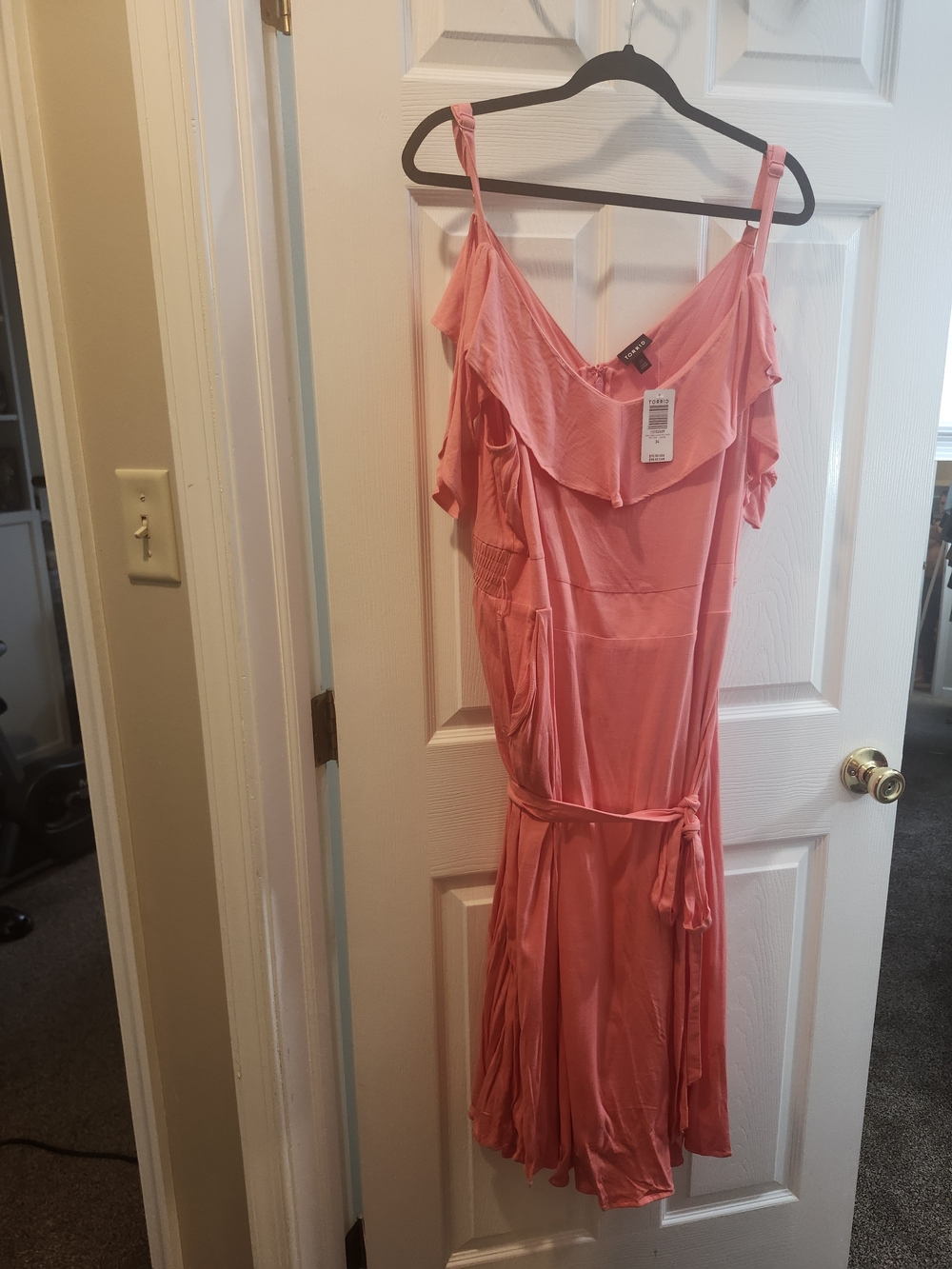 Torrid Coral Pink One-Shoulder Ruffle Dress, 24 = 3X
